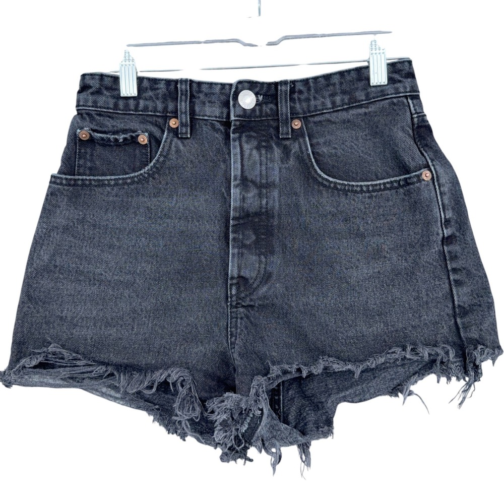 ZARA Denim Cut-Off Shorts Women 4 100% Cotton Black